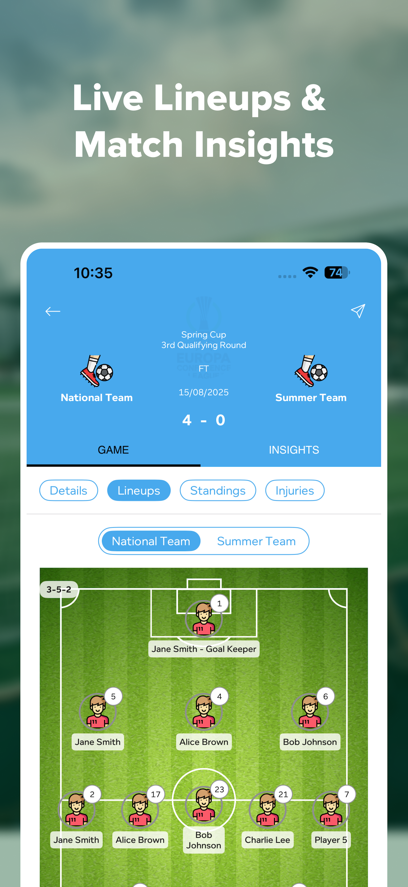 Goal Radar App Screenshot